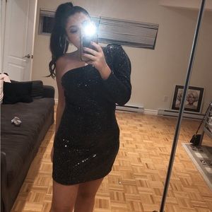 Sparkly one shoulder zara dress size L worn once fits both Medium and Large